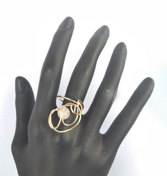 Rose Quartz Bead Ring